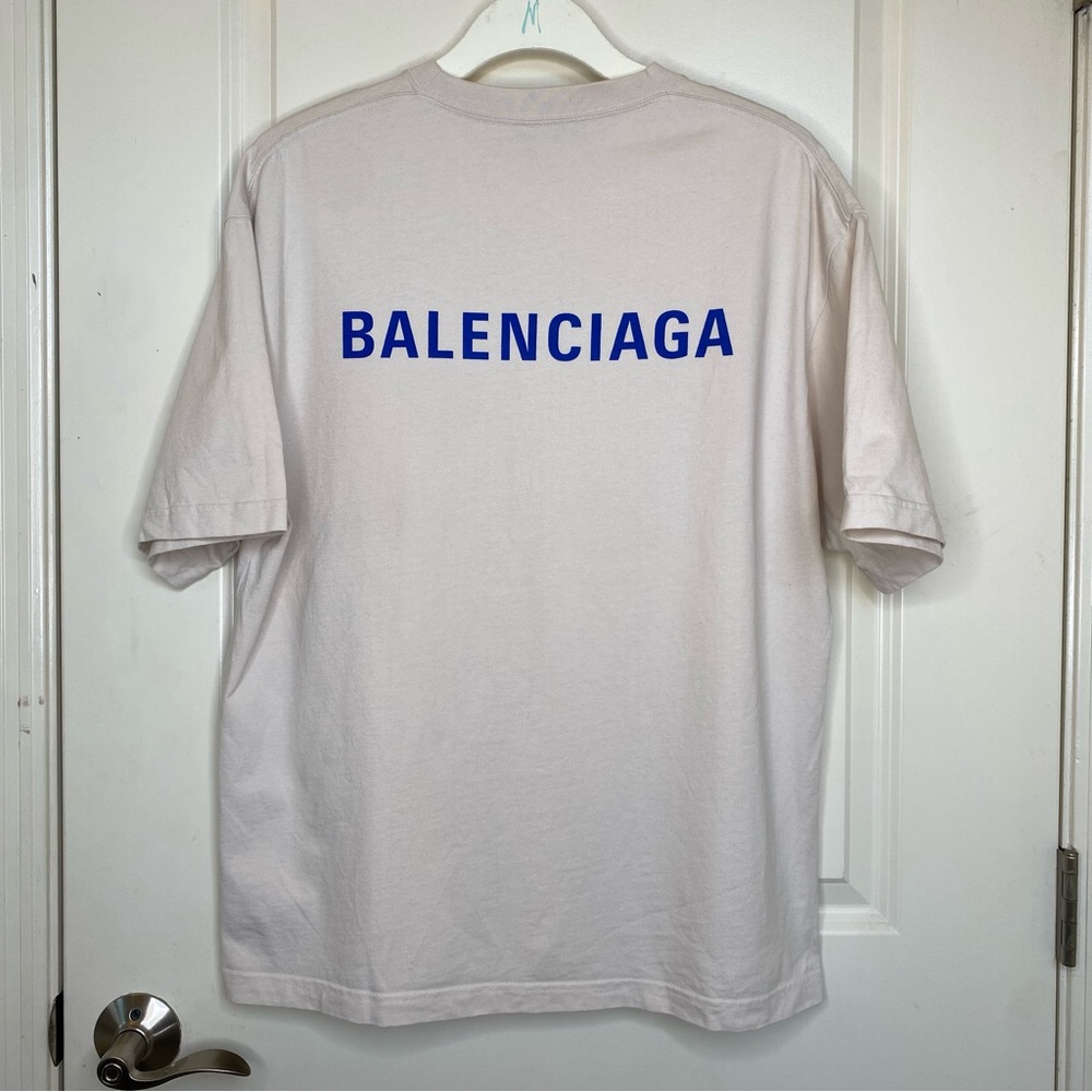Authentic Balenciaga Back T Shirt Cream Size Medium - Picture 13 of 14